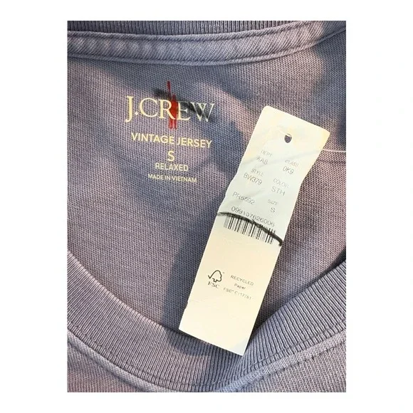 J. Crew Vintage Jersey Relaxed Fit Pocket Tee Shirt Men's Size Small Purple Blue - Picture 5 of 8